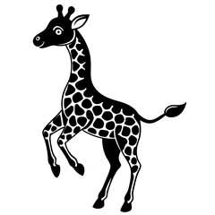 little giraffe jump black silhouette