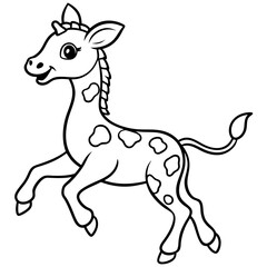 little giraffe jump black silhouette