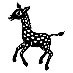 little giraffe jump black silhouette