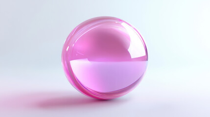 Obraz premium A crystal vivid sphere geometric shape with iridescent pink color on a white background. Concept of modern digital art and creativity