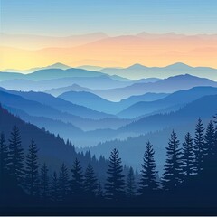 Fototapeta premium Mountain Landscape at Sunset