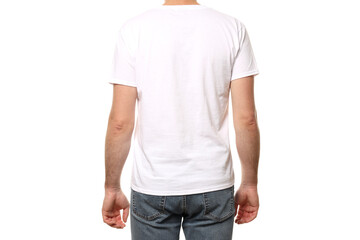 Obraz premium PNG,A guy in a white T-shirt, isolated on white background