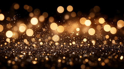 Gold confetti rains down against a black background, creating a festive, celebratory atmosphere perfect for party scenes, New Year's Eve, or special occasions