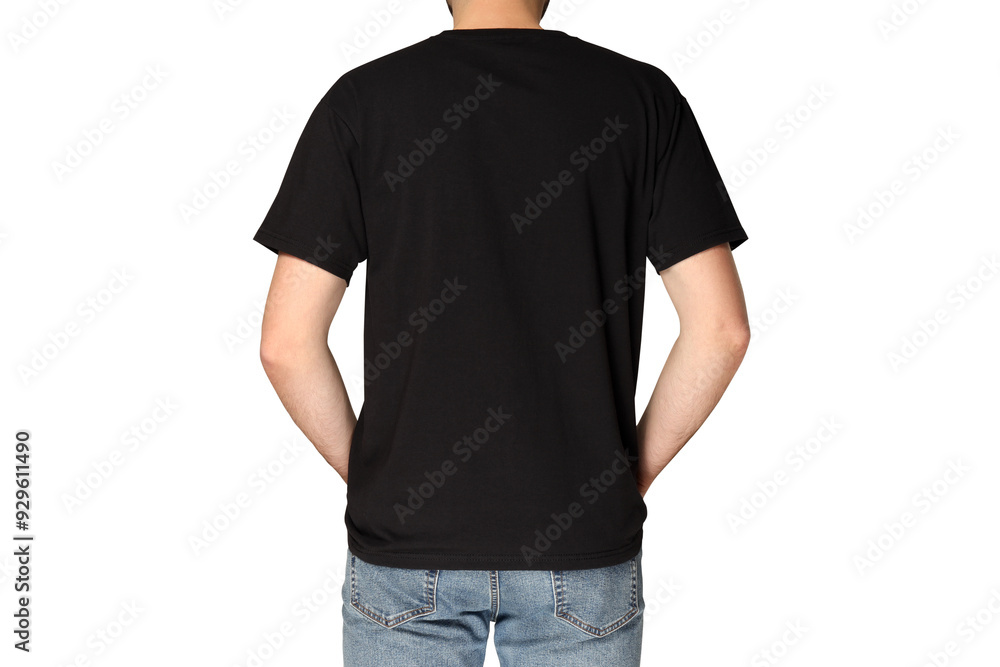 Poster PNG, A guy in a black T-shirt, isolated on white background