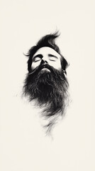 Naklejka premium Artistic Portrait of a Man with a Full Beard, Minimalist Style