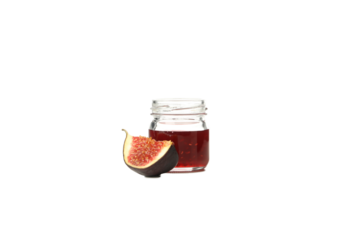 PNG, Fig jam in jar and piece of figs, isolated on white background