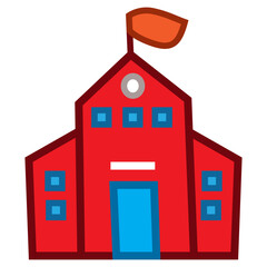 School building in flat design style