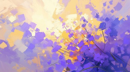  Abstract Oil Painting Background in yellow  and Lavender on Canvas