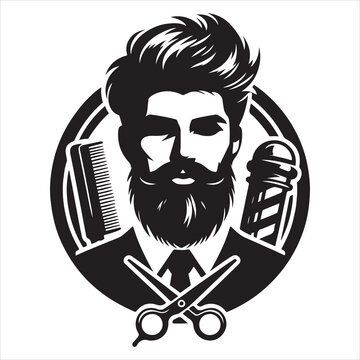 recommend clip art: Hipster barber silhouette vector