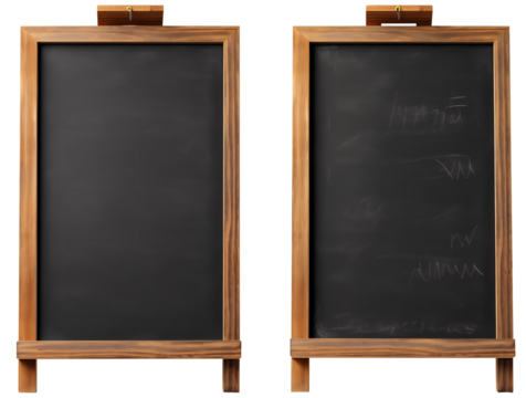Close Up To Set of empty School blackboards PNG isolated on white and transparent background - Classroom writing Chalkboard Educational writing board School Teaching Assets