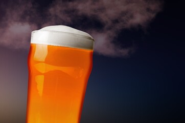Refreshing cold tasty beer poured into a glass