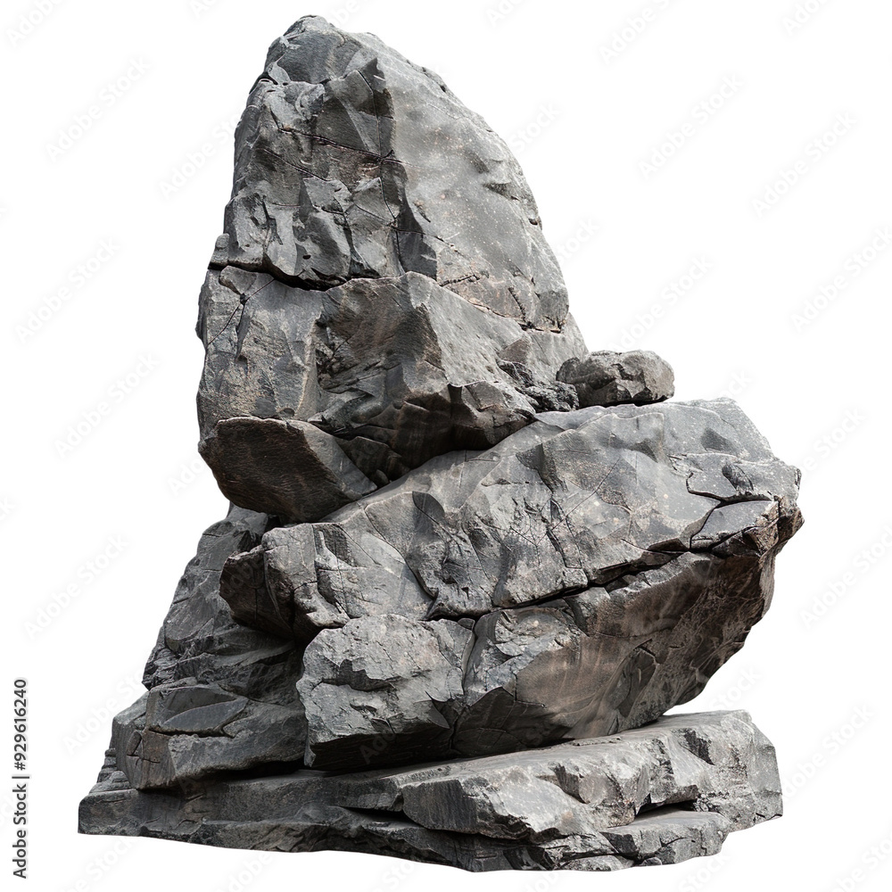 Fototapete 3D rendering realistic rock shape isolated on a transparent background