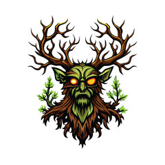 Illustration of a forest spirit monster with antlers made of bran.