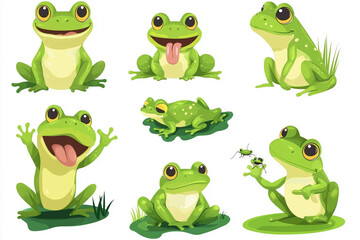 Fototapeta premium Cute frog characters set.