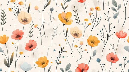 Fototapeta premium Very cute clipart seamless pattern, organic forms, desaturated light and airy pastel color palette, nursery art