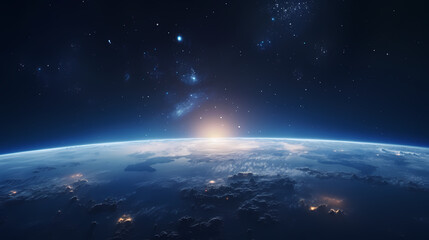 Fototapeta premium Earth in space, planet from the perspective of the universe