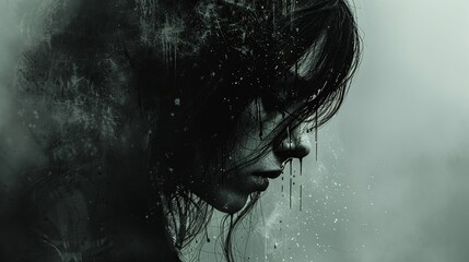 sadness person in shower