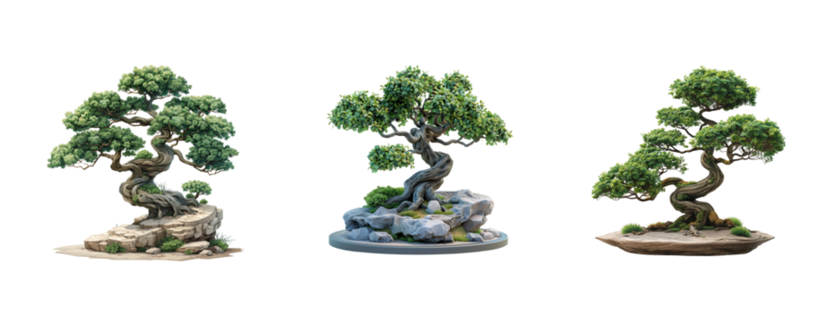 3D vector icon of Isometric bonsai on a white background, with no shadows or gradients and a flat design, 2D illustration in the style of simple shapes and colorful vector graphics.