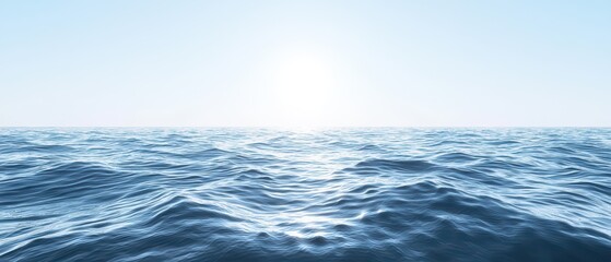 A tranquil blue ocean scene with soft waves and a clear sky