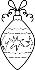 Christmas Ornament Ball Line Drawing Cartoon Illustration