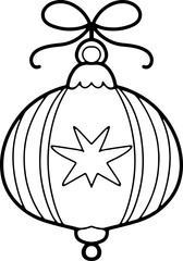 Christmas Ornament Ball Line Drawing Cartoon Illustration