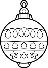 Christmas Ornament Ball Line Drawing Cartoon Illustration