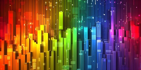Obraz premium Bar charts with many colors going up and down for stock market investment or bright colorful banking charts