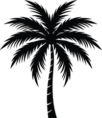 A black palm tree silhouette vector illustration high quality art work.