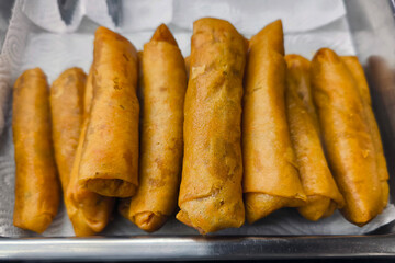 Homemade Deep Fried Spring Rolls with a golden-brown crust