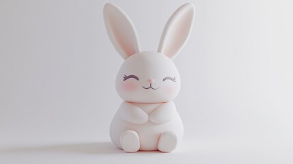 Obraz premium Cute White Bunny with a Happy Smile