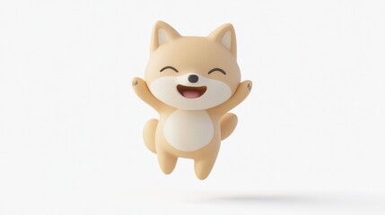 Cute 3D Render of a Jumping Dog