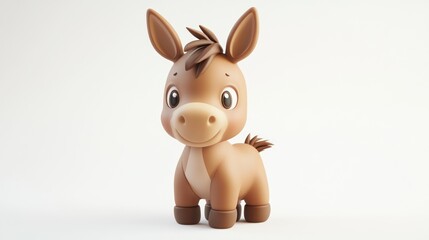 Cute Cartoon Donkey with Big Eyes
