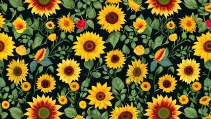 seamless pattern with yellow flowers