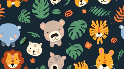 Obraz premium cute animal themed patterns for baby,