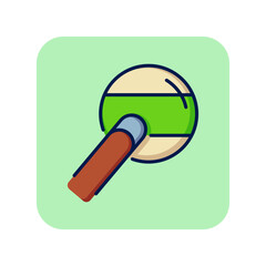 Billiards line icon. Billiard cue and ball on green background. Sport concept. Vector illustration can be used for topics like sport, active lifestyle, games
