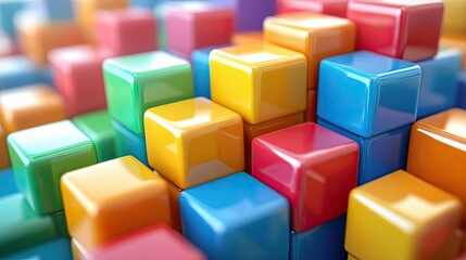 Obraz premium Abstract Composition of Colorful Cubes with Glossy Finish