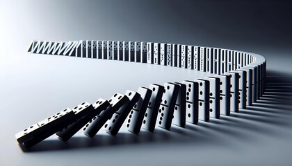 Fototapeta na wymiar a chain reaction of falling dominoes