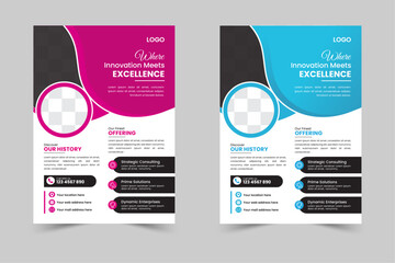 A bundle of 2 templates of a4 flyer,Flyer template layout design.Abstract business flyer,business flyer layout editable vector,flyer mockup in bright colors.Perfect for creative professional business.
