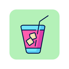 Fruit cocktail line icon. Glass, straw, ice cube. Bar concept. Vector illustration can be used for topics like aperitif, party, celebration