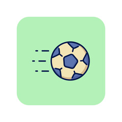 Foot ball line icon. Football on green background. Sport concept. Vector illustration can be used for topics like football, sport, activity