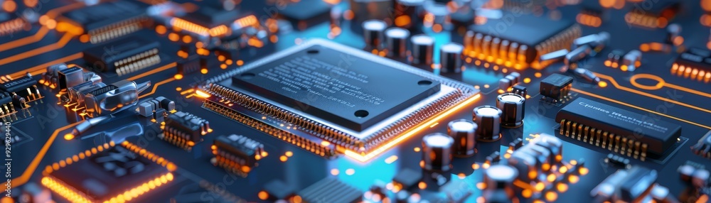 Poster close-up of a modern computer microchip