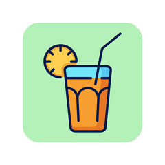 Long island line icon. Glass, lime, lemon, straw. Cocktail concept. Can be used for topics like alcoholic drinks, bar, restaurant menu