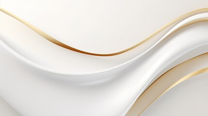 Abstract white and gold wavy background with copy space.