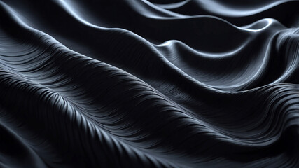 Fototapeta premium The background is a stretch of luxurious black fabric that forms beautiful waves