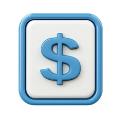 Fototapeta premium 3D icon of dollar sign in a blue and white button. Symbol of finance, economy, and currency