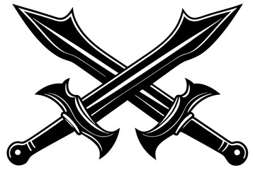 Crossed Sword Vector Silhouette, two crossed swords, vector illustration