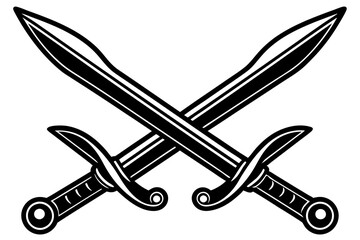 Crossed Sword Vector Silhouette, two crossed swords, vector illustration