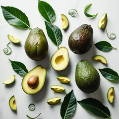 fresh avocado image with white background stock photo
