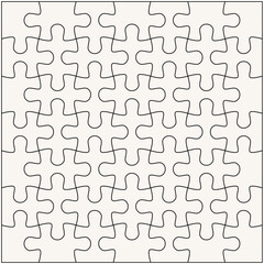 49 jigsaw puzzle linear template. Editable stroke vector.