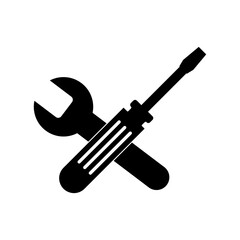 Wrench and screwdriver icon, Repair tools icon vector black on white background..eps